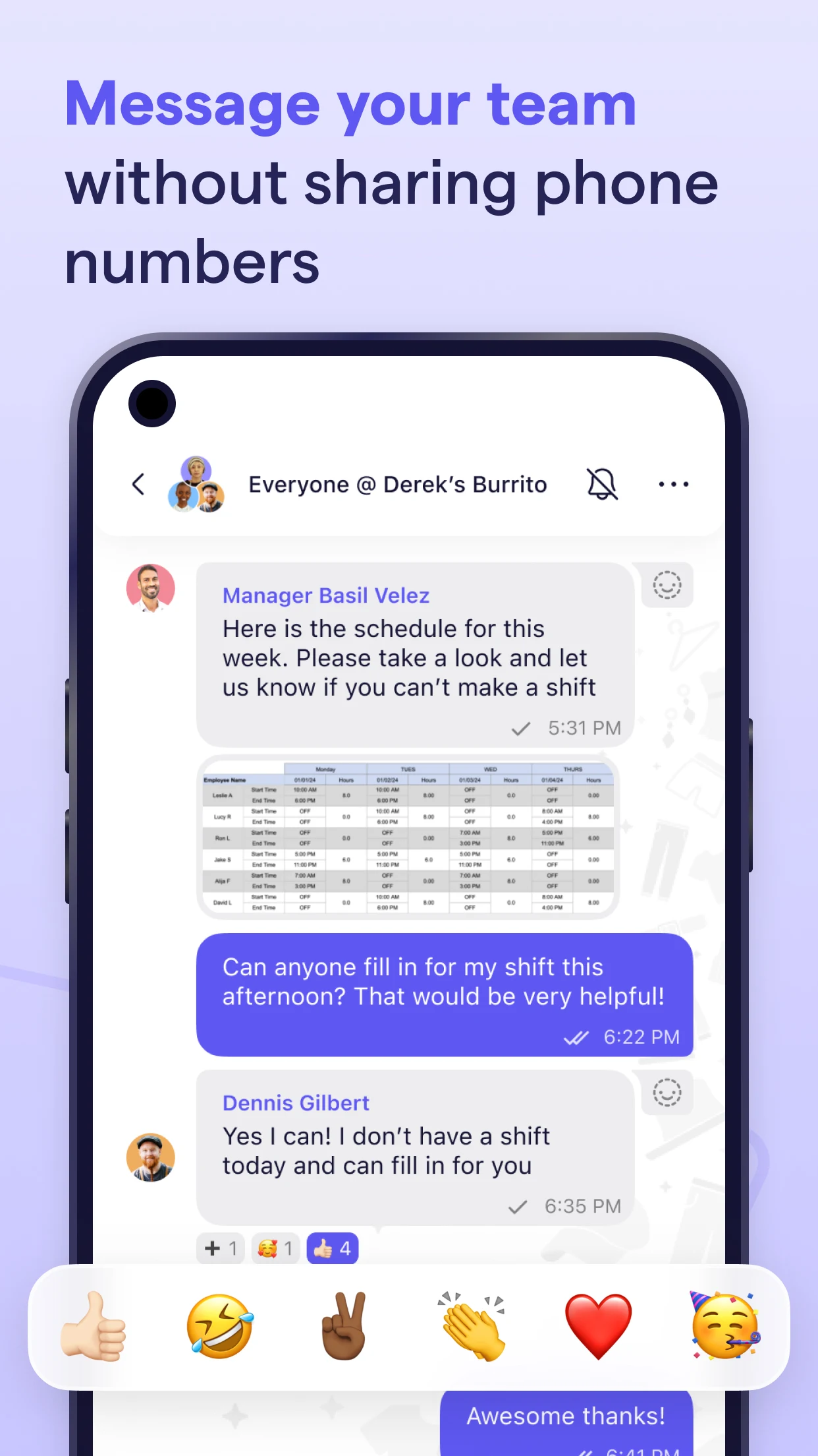 Breakroom Chat & Scheduling screenshot